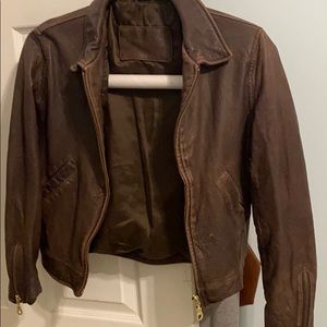 Leather bomber jacket